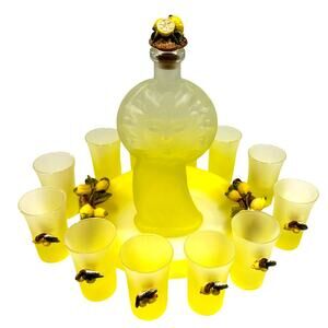 Vintage Italian Dal Santo Limoncello One-of-a-Kind 14PC Decanter/Tray/12 Glasses